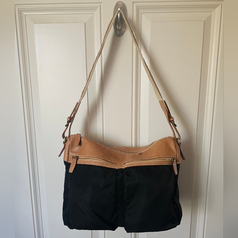 Francesco Biasia•Vachatta Leather & Nylon Shoulder Bag Made In Italy